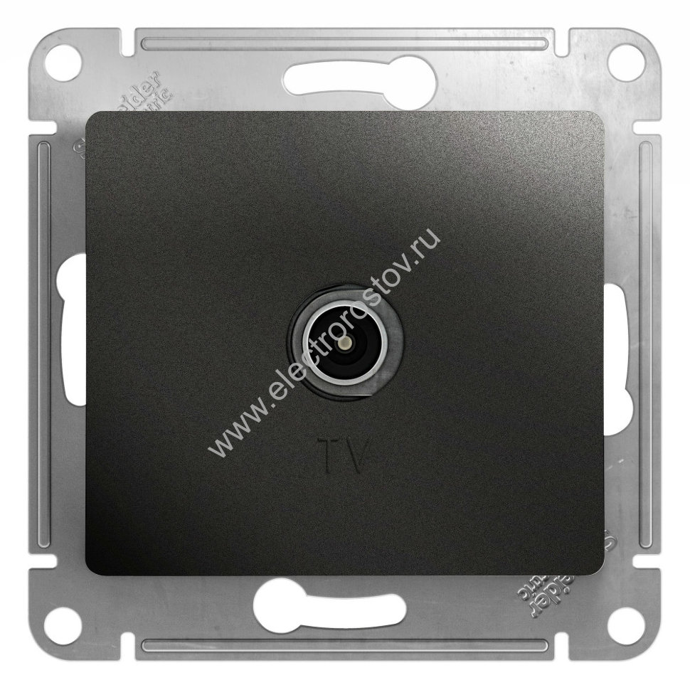 Glossa Антрацит Розетка TV проходная 4DB Schneider Electric