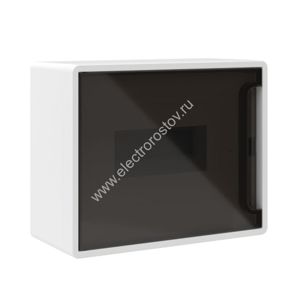 Щиток 8 мод настенный ФРЕЙМ, белый, с тонированной дверцей, с 2 шинами  PEN на 6 и 8 отв.