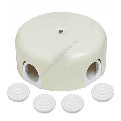 BIRONI ABS-пластик Cлон. кость Коробка распределительная D78*40мм ( 4 кабельных ввода в комплекте )