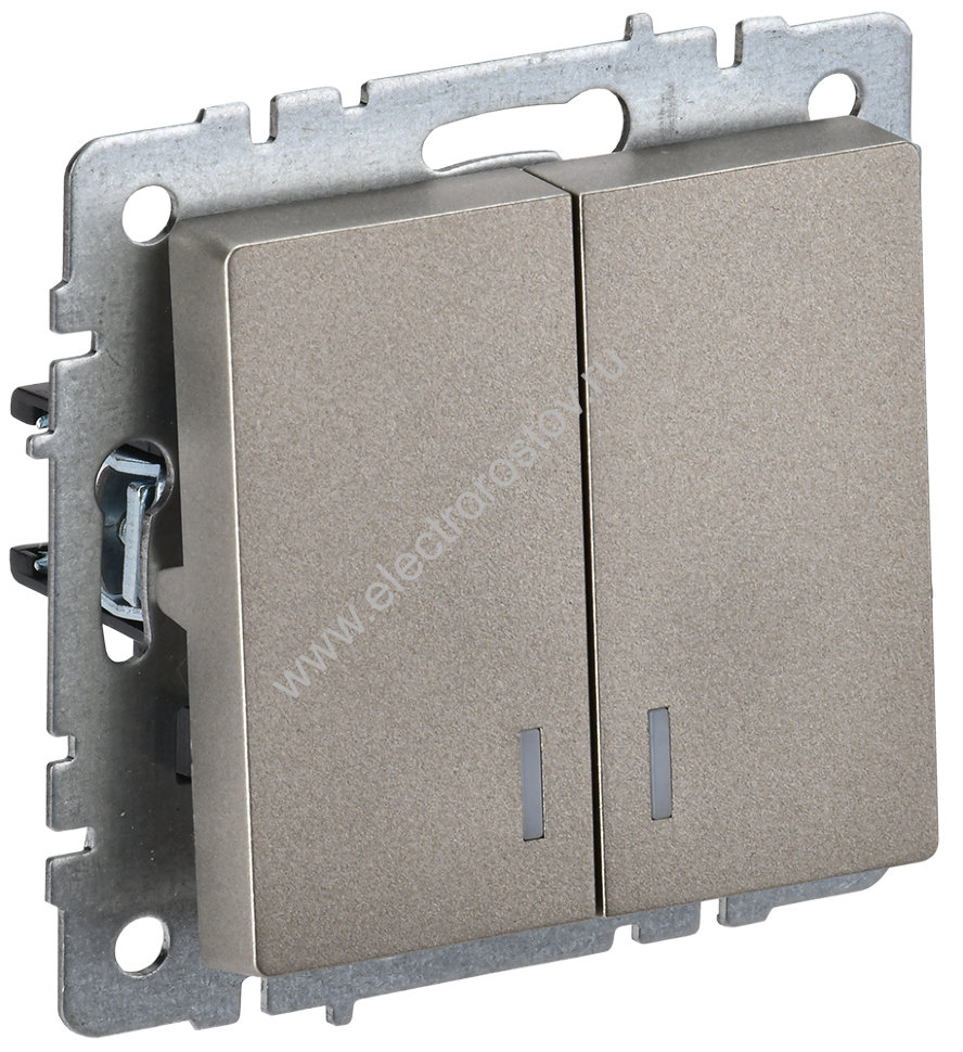 IEK BRITE BASE Шампань Выключатель 2-кл с инд. 10А ВС10-2-1-БрШ