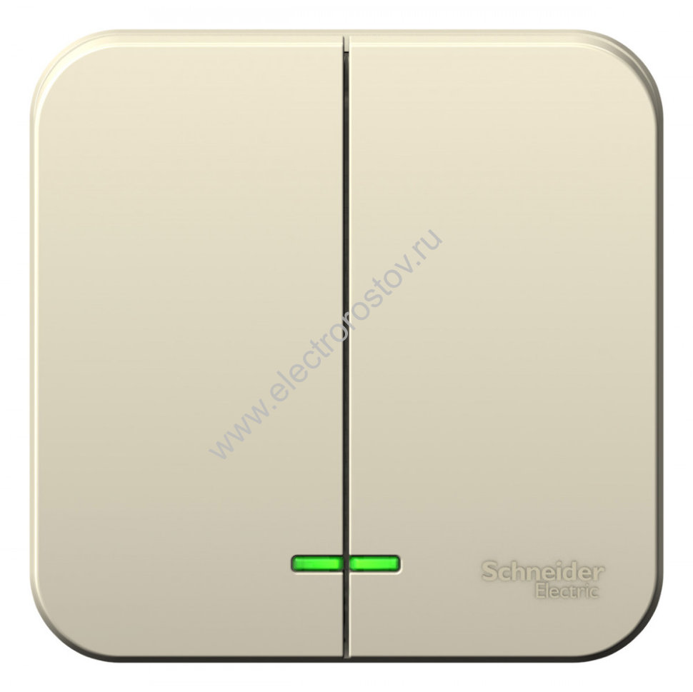 Blanca наруж Молочный Выключатель 2-клавишный с подсветкой 6А, 250B, изолир. пластина Schneider Elec