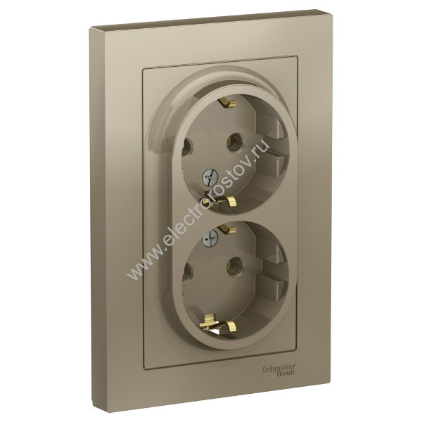AtlasDesign Шампань Розетка 2-ая с/з, в сборе Schneider Electric