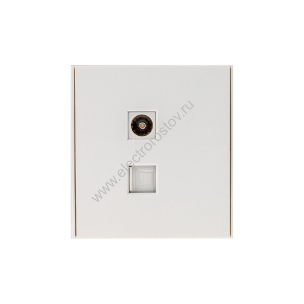 KRANZ STRONG Розетка компьютерная RJ45 кат6 + TV с/у жемчуг, с 1-пост. рамкой