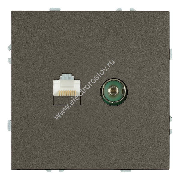 STEKKER Эмили Антрацит, soft touch Розетка TV + компьютерная RJ-45