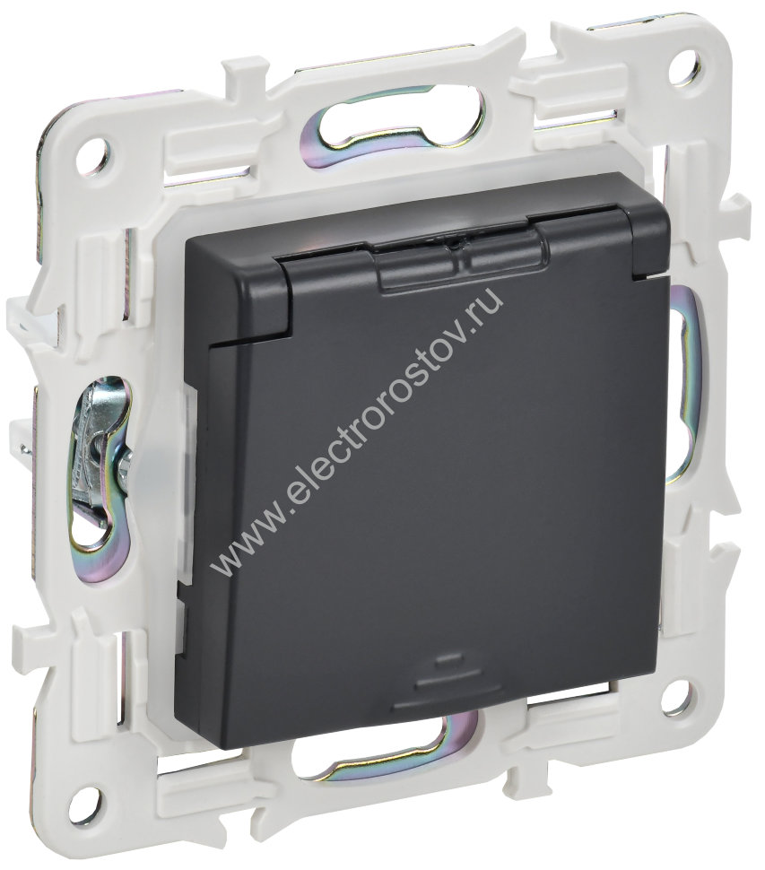 IEK SKANDY Титан Розетка с/з с защитными шторками и крышкой 16А IP44 SK-R11T