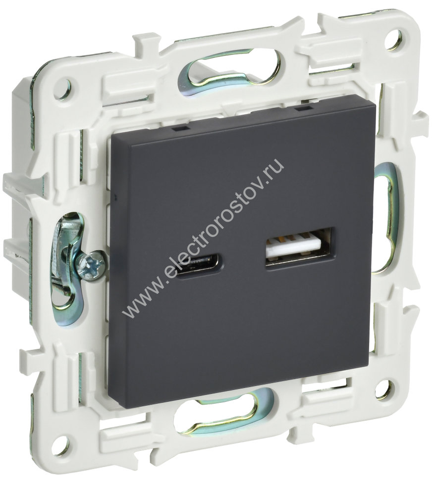 IEK SKANDY Графит Розетка USB A+C 3,1А SK-R14G