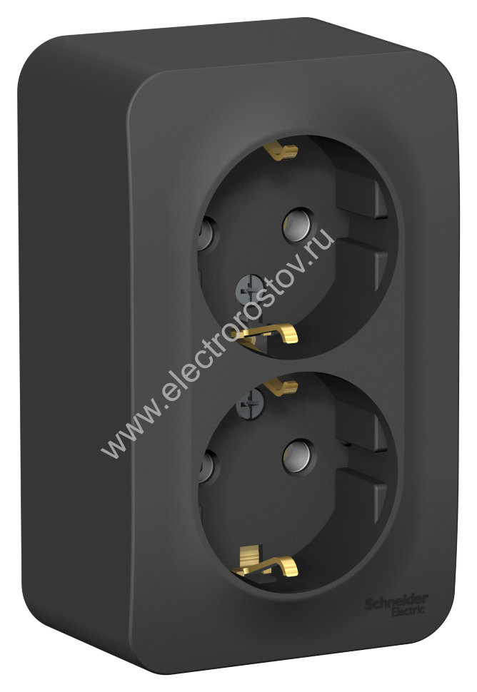 Blanca наруж Антрацит Розетка 2-ая с/з без шторок 16А, 250В, изолир. пластина Schneider Electric