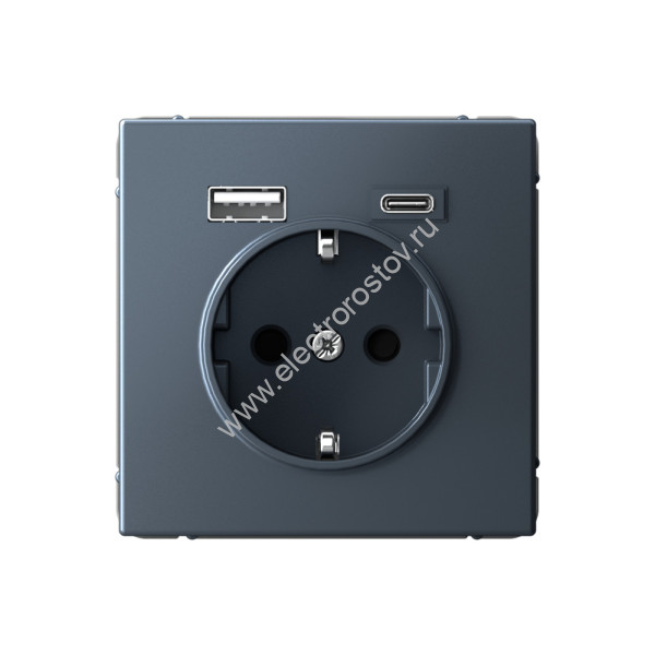 Systeme Electric ArtGallery Грифель Розетка 16А с 2 USB A+C, 5В/2,4А/3,0А, 2х5В/1,5А, механизм