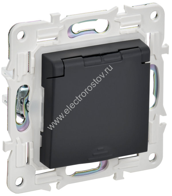 IEK SKANDY Графит Розетка с/з с защитными шторками и крышкой 16А IP44 SK-R11G