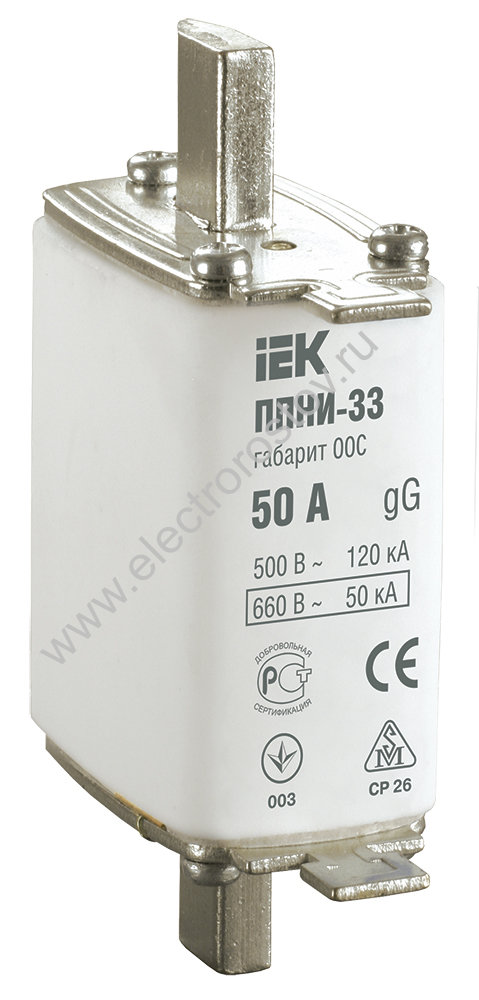 IEK Плавкая вставка предохранителя ППНИ-33, габарит 00С, 50А