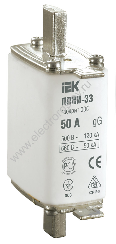 IEK Плавкая вставка предохранителя ППНИ-33, габарит 00С, 50А