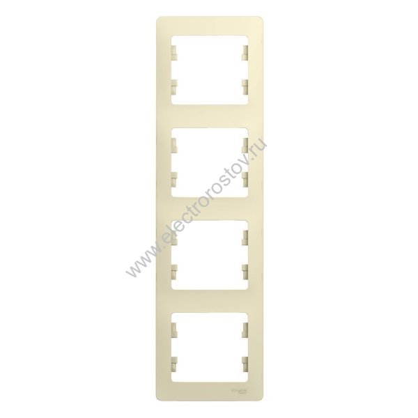 Glossa Бежевый Рамка 4-ая вертикальная Schneider Electric