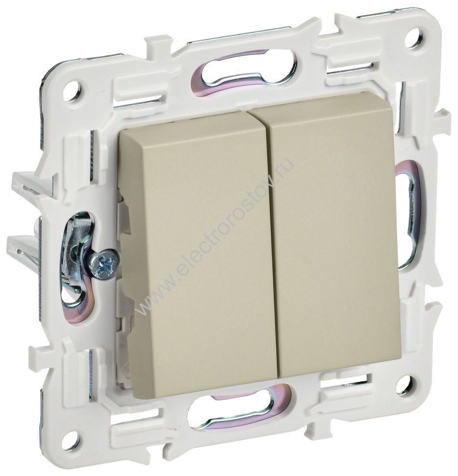 IEK SKANDY Бежевый Выключатель 2-клавишный проходной 10А SK-V05B
