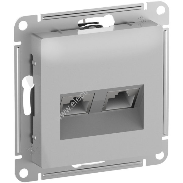 AtlasDesign Алюминий Розетка компьютерная 2-ая RJ45+RJ45, кат. 6А Schneider Electric