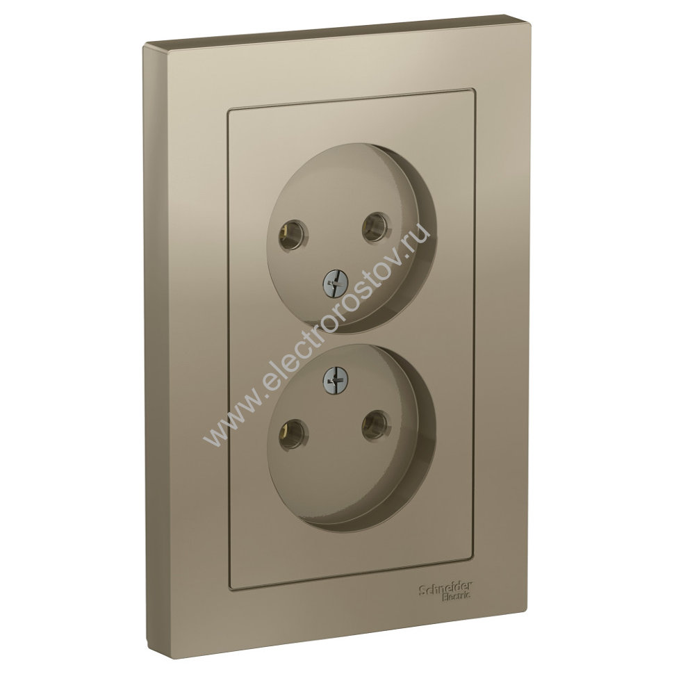 AtlasDesign Шампань Розетка 2-ая без заземления, в сборе Schneider Electric
