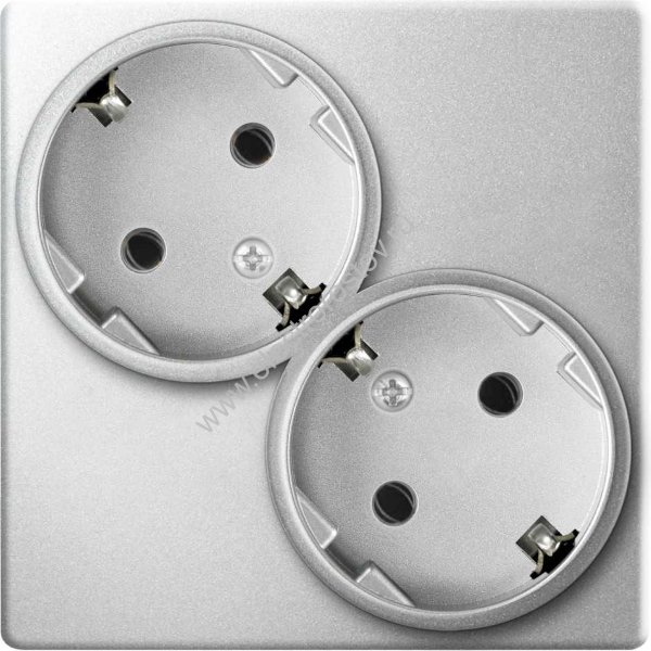 Simon 24 Алюминий Розетка 2-ая с заземлением Simon