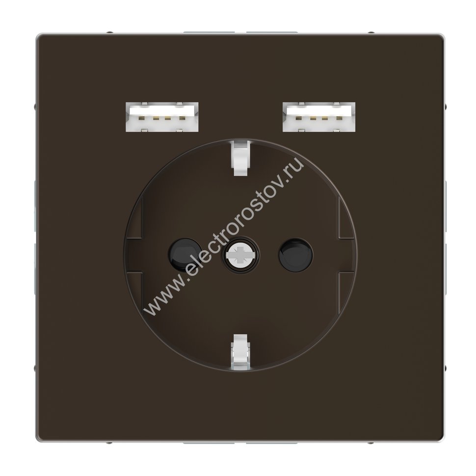 Merten D-Life Мокко Розетка Schuko с 2 USB c зарядным устройством 2,4 A Schneider Electric