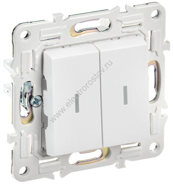 IEK SKANDY Арктический белый Выключатель 2-клавишный проходной с индикацией 10А SK-V10W