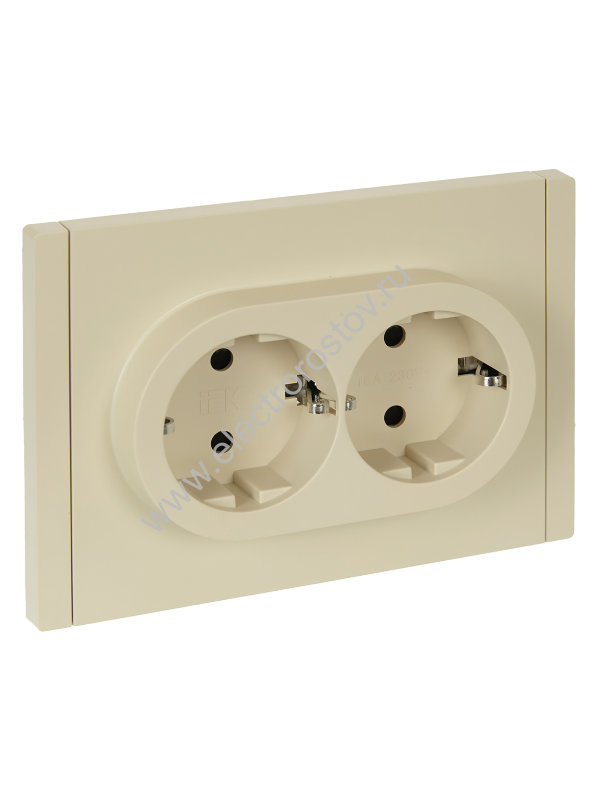IEK FORTE&PIANO Ваниль Розетка 2-я с/з со шт безвинтовое крепление 16А FP423