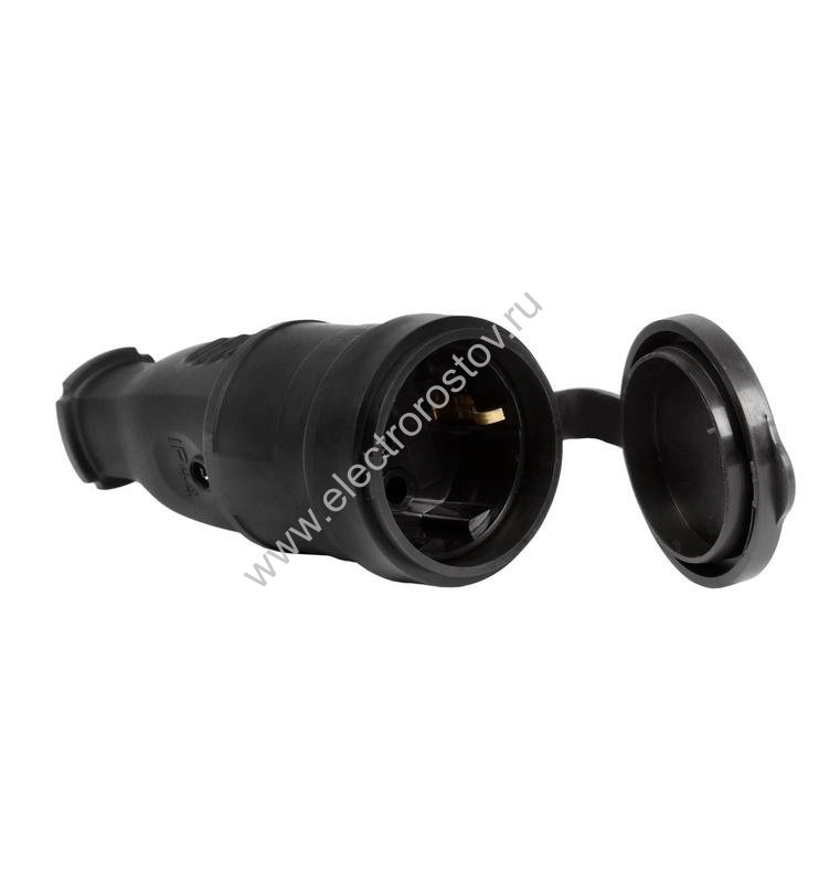 Розетка на кабель каучук с крышкой 16А 250В IP44 Smartbuy