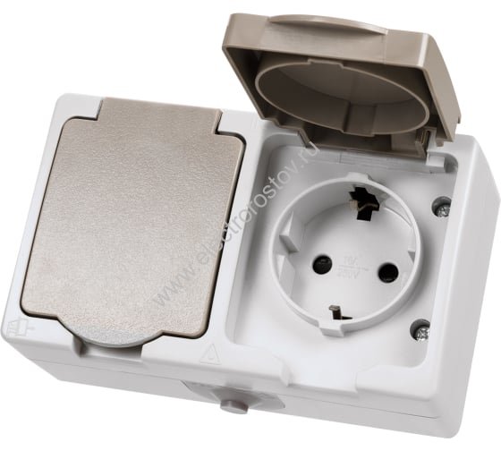 Вуокса Розетка 2-я с/з горизонтальная IP54 TDM