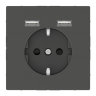 Schneider Electric Merten D-Life Антрацит Розетка Schuko с 2 USB c зарядным устройством 2,4 A