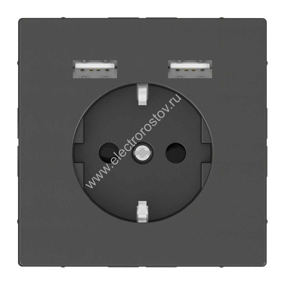 Schneider Electric Merten D-Life Антрацит Розетка Schuko с 2 USB c зарядным устройством 2,4 A