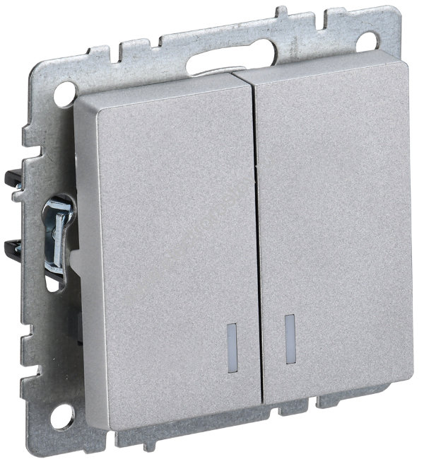 IEK BRITE BASE Алюминий Выключ. 2-кл с индик 10А ВС10-2-1-БрА