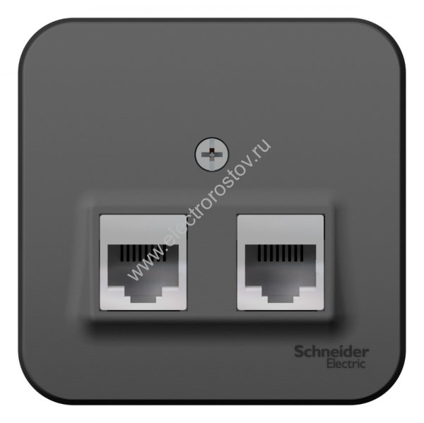 Blanca наруж Антрацит Розетка 2-ая ТЛФ/КОМП, RJ45+RJ11, кат.5E, изолир. пластина Schneider Electric