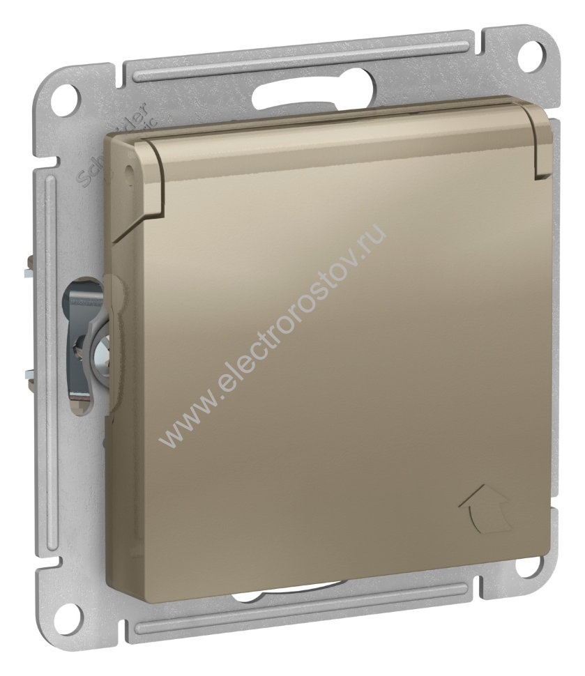 AtlasDesign Шампань Розетка 1-ая с/з, со шторками, с крышкой Schneider Electric