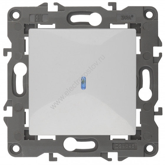 Elegance Белый Выключатель одноклавишный с подсветкой ЭРА