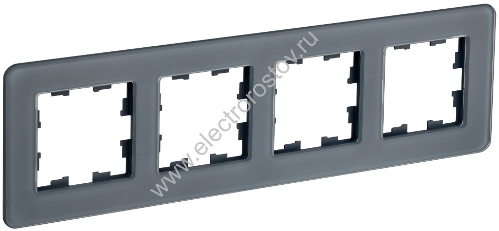 IEK BRITE DECOR Графит матовый стекло скругл.угол Рамка 4-м РУ-4-2-Бр RE