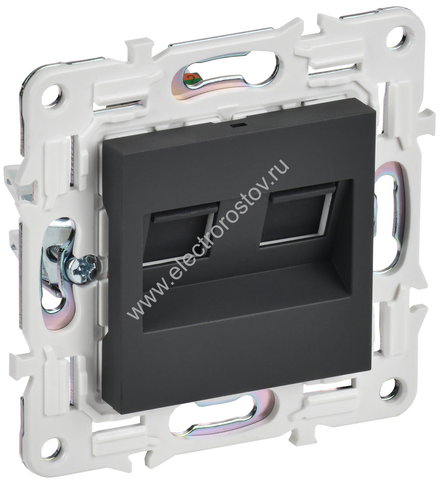 IEK SKANDY Графит Розетка компьютерная двойная RJ45 кат.5E SK-K03G