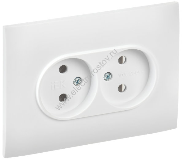 IEK SKANDY Арктический белый Розетка 2-ая б/з 10А в сборе SK-R10W