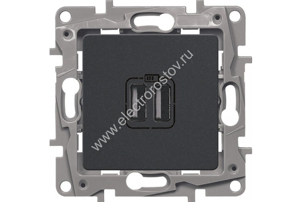 Etika Антрацит Зарядное устройство с USB разъемами A-C Legrand