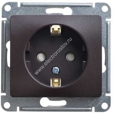 Glossa Шоколад Розетка 1-ая с/з с защитными шторками Schneider Electric