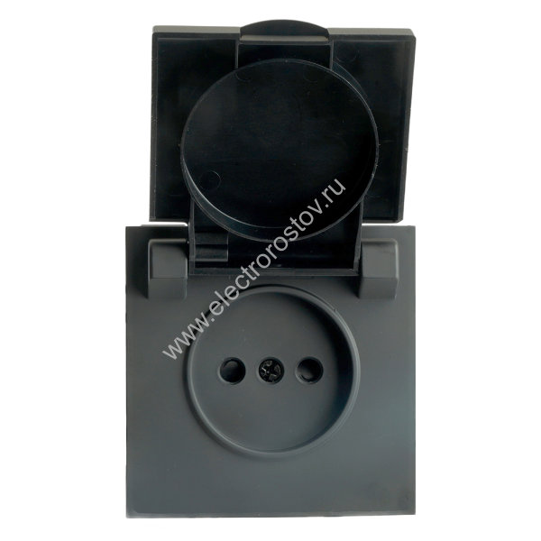 STEKKER Эмили Черный уголь, soft touch Розетка 1-местная с крышкой с защ. штор б/з