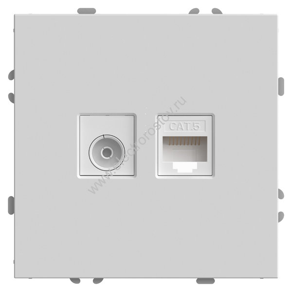 STEKKER Эмили Белый фарфор, soft touch Розетка TV + компьютерная RJ-45