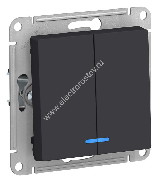 AtlasDesign Карбон Выключатель 2-клавишный с подсветкой Schneider Electric
