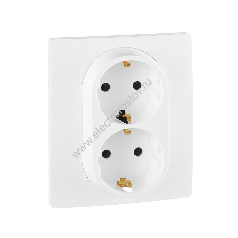 Etika Белый Розетка 2-ая с/з, винт. клеммы Legrand