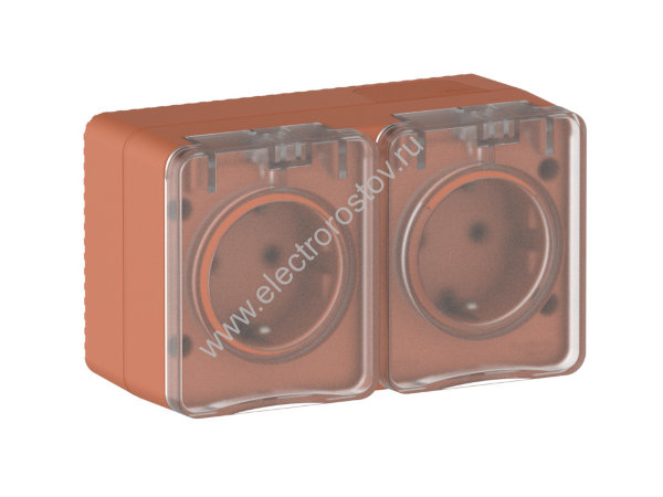 AtlasDesign Profi54 Терракотовый Розетка двойная с з/к со шторками Schneider Electric