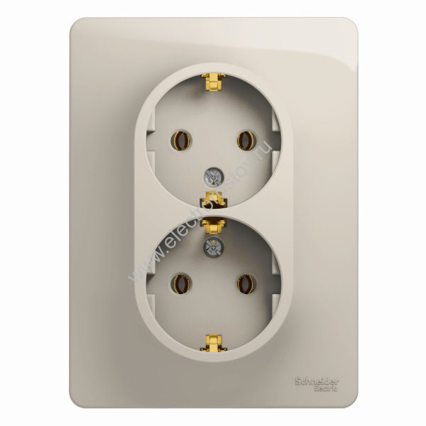 Glossa Молочный Розетка 2-ая с/з Schneider Electric