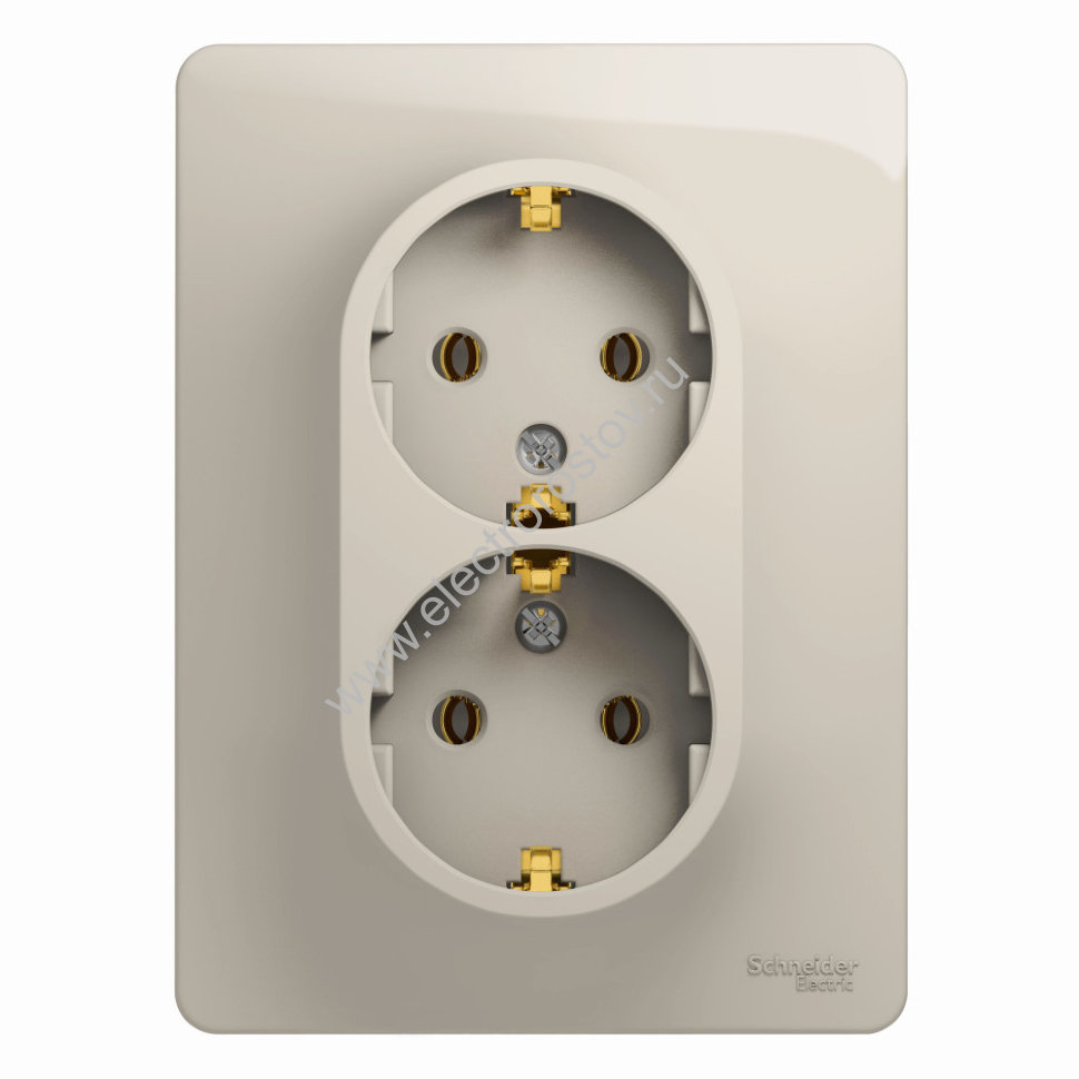 Glossa Молочный Розетка 2-ая с/з Schneider Electric