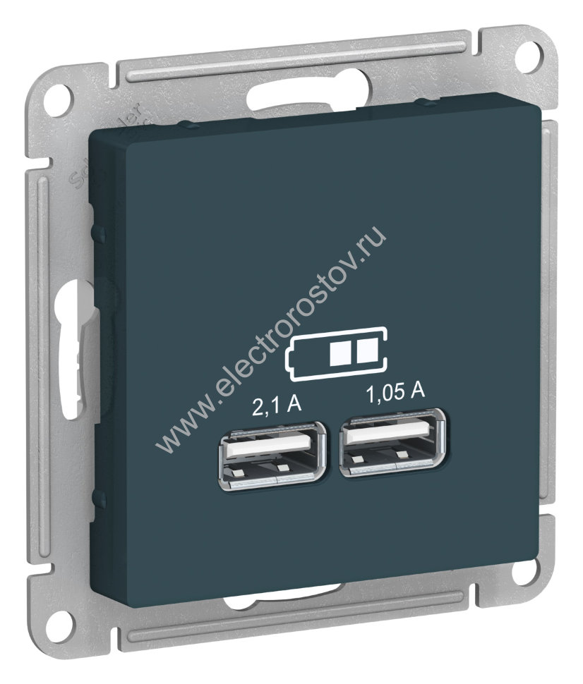 AtlasDesign Изумруд Розетка USB A+A; 5В/2,1A; 2x5В/1,05A Schneider Electric