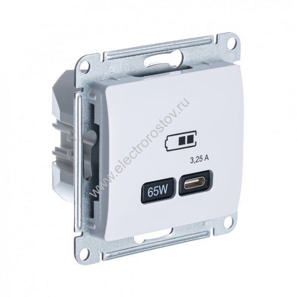 Glossa Белый Розетка USB C, 65Вт; 5-20В/3,25А Schneider Electric