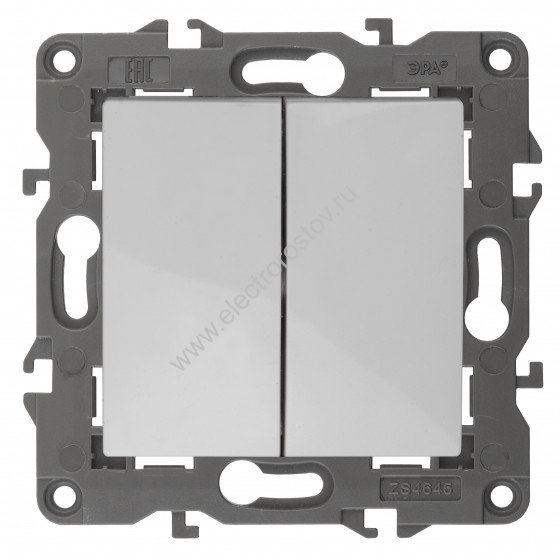 Elegance Белый Выключатель двухклавишный ЭРА