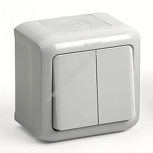 Quteo Серый IP44 Выключатель 2-клавишный Legrand