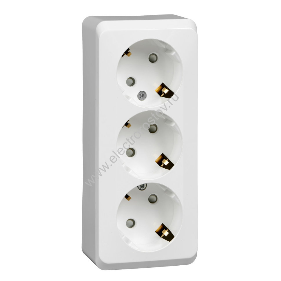 Этюд Белый Розетка 3-ая с/з со шторками Schneider Electric