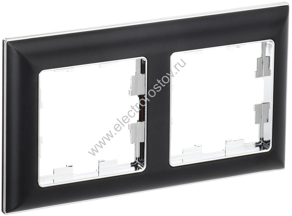 IEK BRITE DECOR Черный/хром 3D-форма Рамка 2-мест. РУ-2-Бр