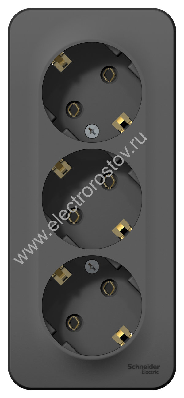 Blanca наруж Антрацит Розетка 3-ая с/з без шторок 16А, 250В, изолир. пластина Schneider Electric